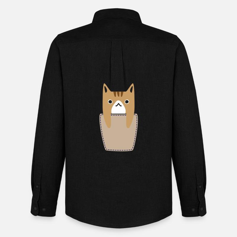 Brusttasche mit Katze - Männer Oxford Hemd von Stanley/Stella - Schwarz