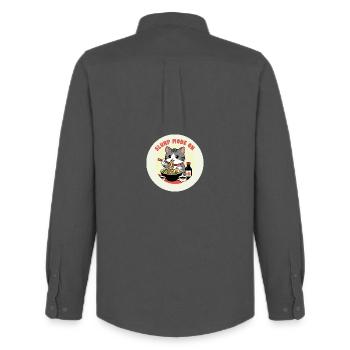 Kitten eating Ramen Slurp mode - Men's Oxford Shirt by Stanley/Stella - anthracite - Back - AI Model Male 185 dark (185cm)
