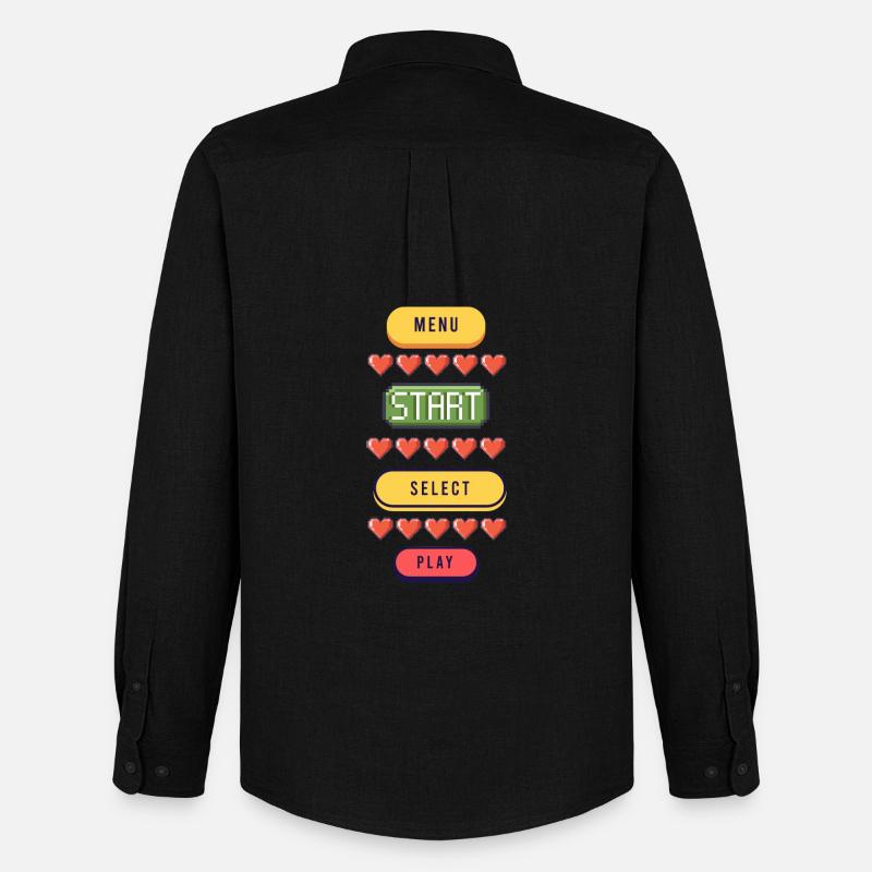 Menu Start Select Play - Gaming T-Shirt - Männer Oxford Hemd von Stanley/Stella - Schwarz