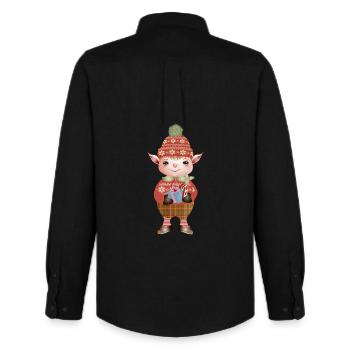 Adorable lutin de Noël mignon avec cadeau - Chemise Oxford homme Stanley/Stella - noir - Dos - AI Model Male 185 dark (185cm)