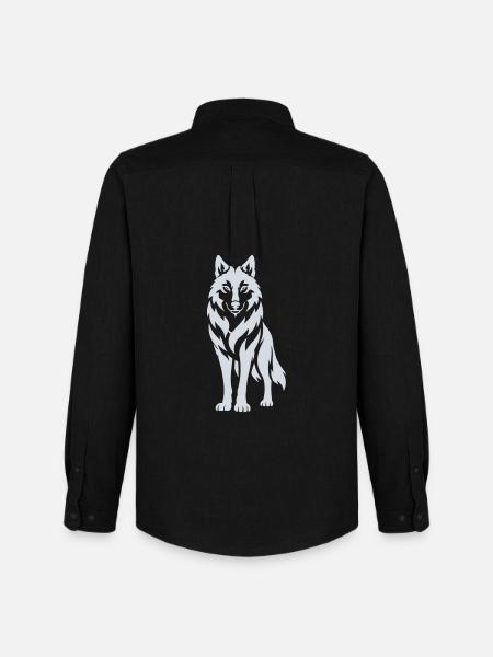 Wolfs Silhouette Kontrastdesign - Männer Oxford Hemd von Stanley/Stella - Schwarz