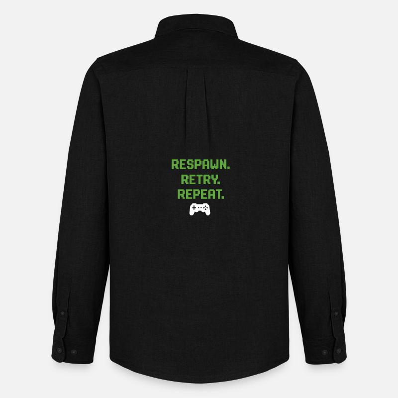 Respawn. Retry. Repeat. – Gaming Pixel Design - Männer Oxford Hemd von Stanley/Stella - Schwarz