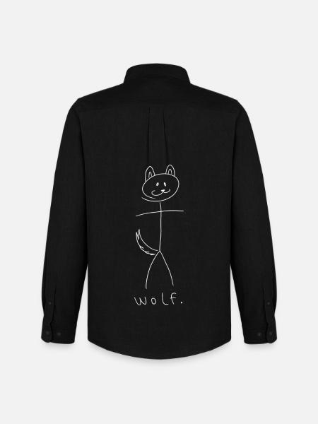 wolf. (white lines) (by Leni Riosa) - Men's Oxford Shirt by Stanley/Stella - black