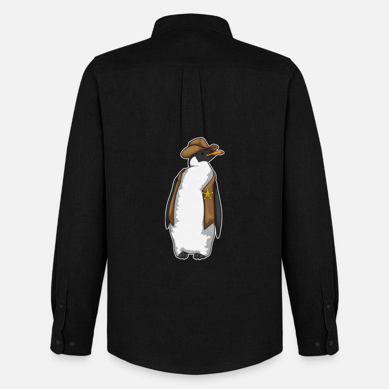 Pinguin Sheriff - Männer Oxford Hemd von Stanley/Stella - Schwarz