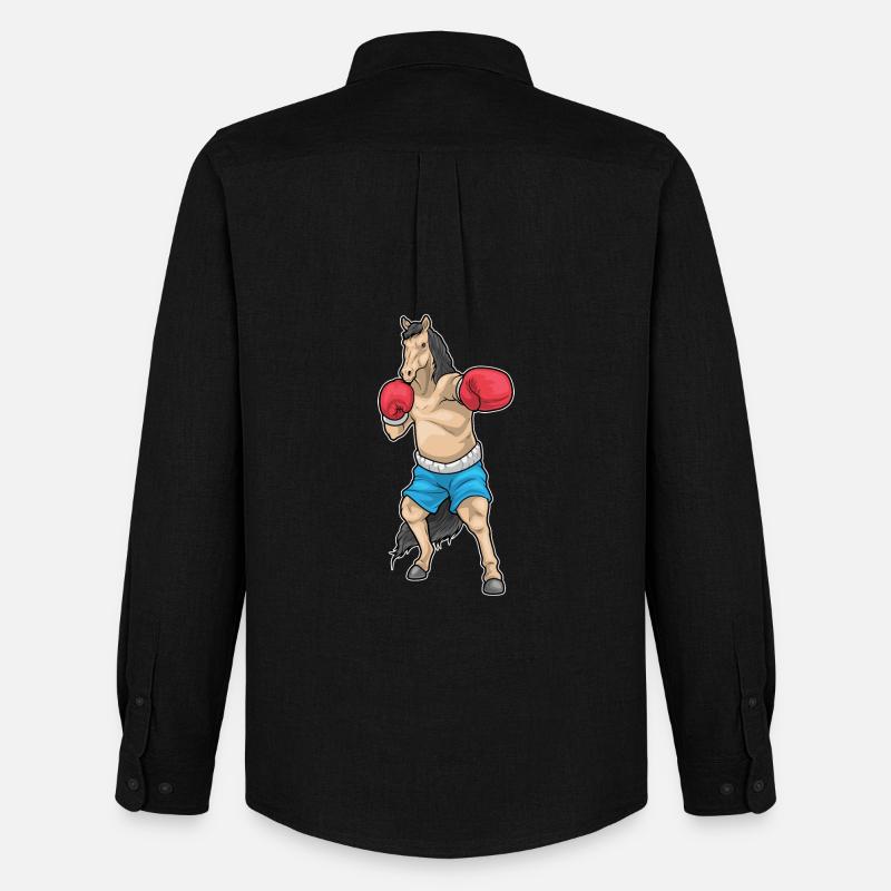 Pferd Boxer Boxhandschuhe Boxen - Männer Oxford Hemd von Stanley/Stella - Schwarz