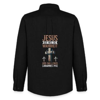 Jesus The Way The Truth and Life - Men's Oxford Shirt by Stanley/Stella - black - Back - AI Model Male 185 dark (185cm)