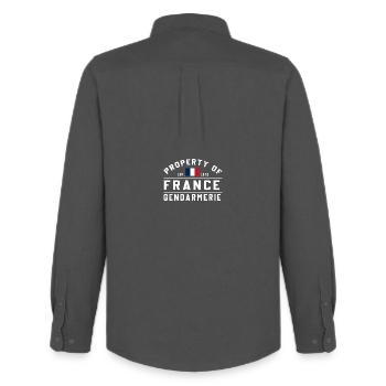 Gendarmerie Est 1972 - Chemise Oxford homme Stanley/Stella - charbon - Dos - AI Model Male 185 dark (185cm)