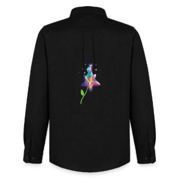 Regenbogenstern-Blüte - Männer Oxford Hemd von Stanley/Stella - Schwarz - Hinten - AI Model Male 185 dark (185cm)