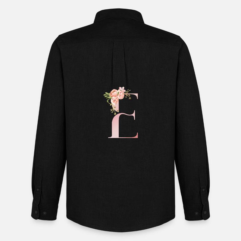 Pastellflorales Monogramm E - Männer Oxford Hemd von Stanley/Stella - Schwarz