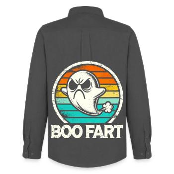 Pets de fantômes drôles – Halloween Fun - Chemise Oxford homme Stanley/Stella - charbon - Dos - AI Model Male 185 dark (185cm)