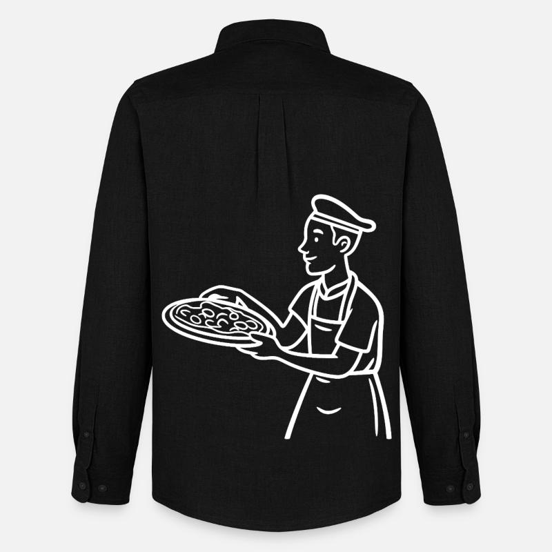 Pizzabäcker Zeichnung - Männer Oxford Hemd von Stanley/Stella - Schwarz