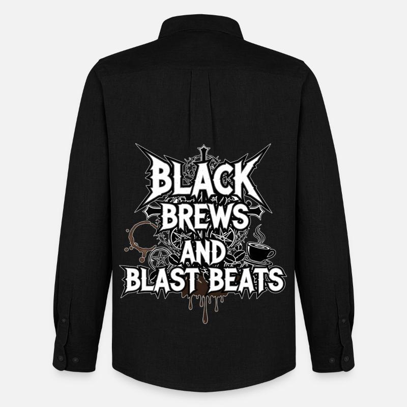 Black Brews and Blast Beats - Männer Oxford Hemd von Stanley/Stella - Schwarz