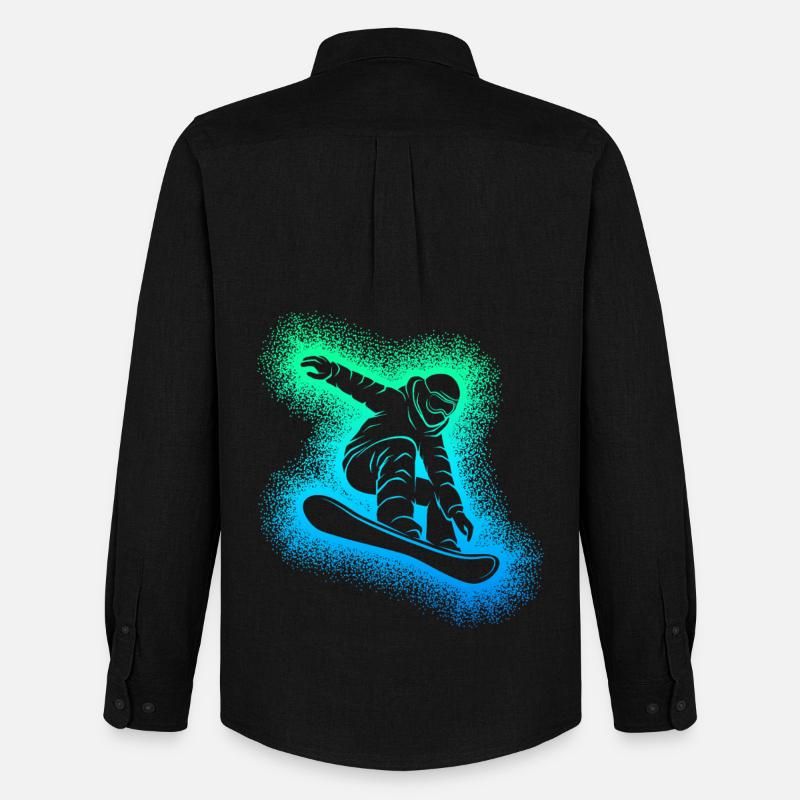 Snowboard Snowboarder Snowboarding - Stanley/Stella Camicia Oxford uomo - nero