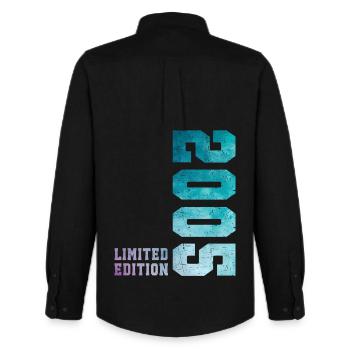 2005 Édition Limitée 21 ans anniversaire - Chemise Oxford homme Stanley/Stella - noir - Dos - AI Model Male 185 dark (185cm)