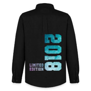 2018 Édition Limitée 8 ans anniversaire - Chemise Oxford homme Stanley/Stella - noir - Dos - AI Model Male 185 dark (185cm)