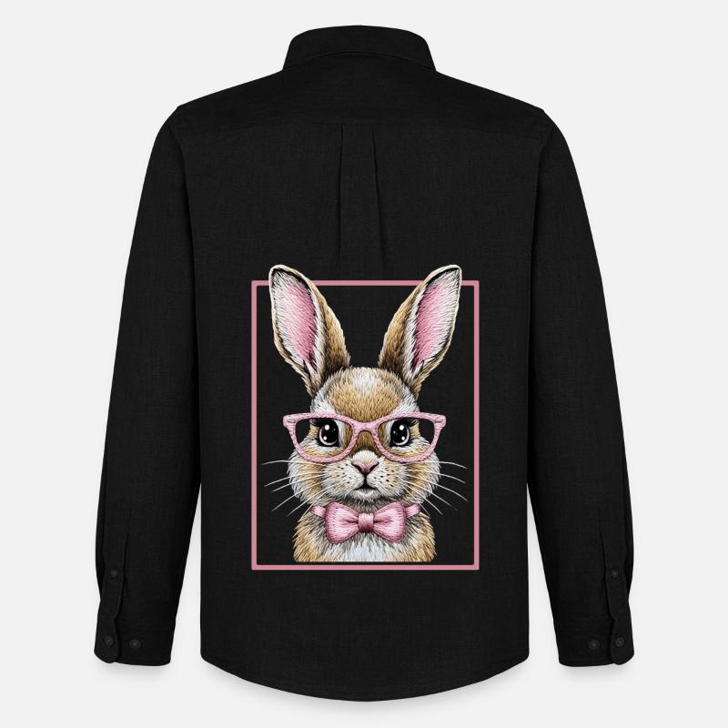 Cute Bunny mit Brille – Lustiges Hasendesign  - Männer Oxford Hemd von Stanley/Stella - Schwarz