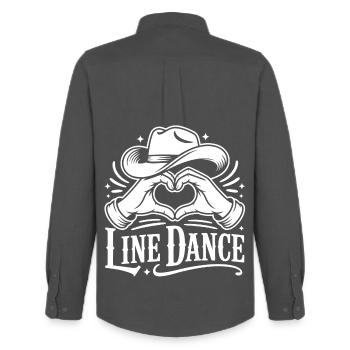 Line Dance Love - Men's Oxford Shirt by Stanley/Stella - anthracite - Back - AI Model Male 185 dark (185cm)