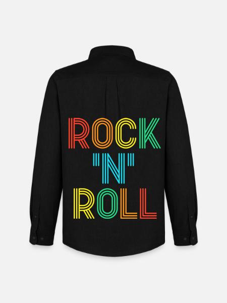Rock'N'Roll Mehrfarbiger Retro-Neontext - Männer Oxford Hemd von Stanley/Stella - Schwarz