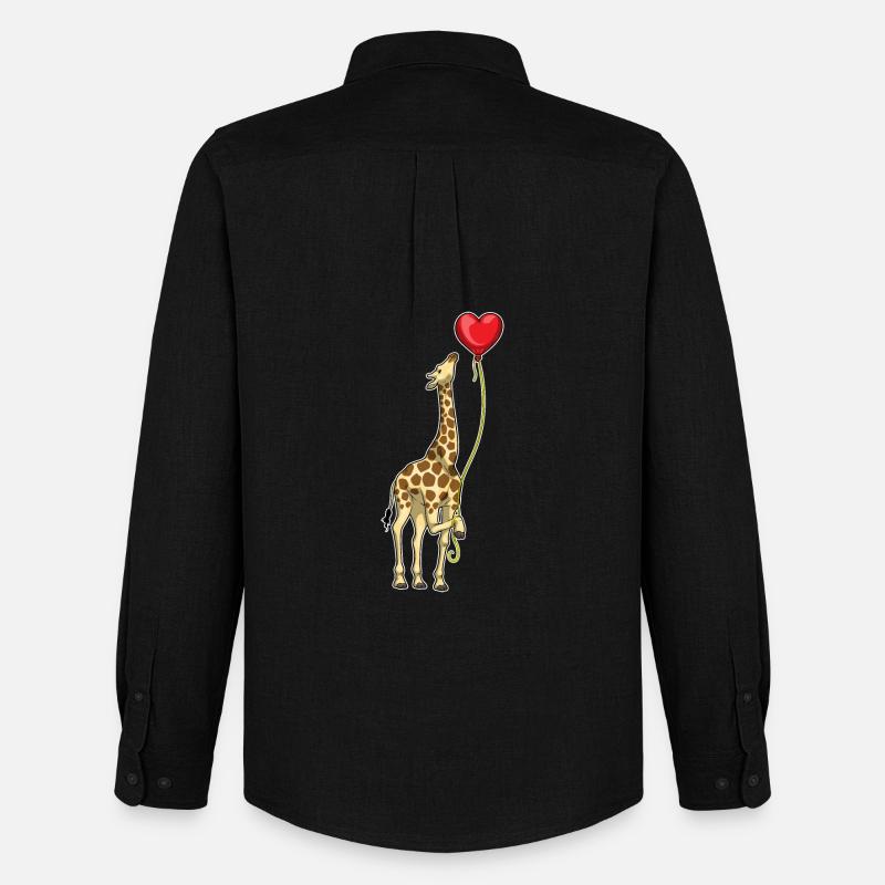 Giraffe Herz Luftballon - Männer Oxford Hemd von Stanley/Stella - Schwarz