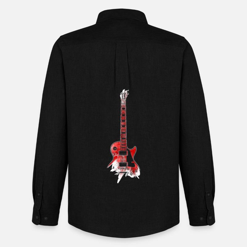 Red Guitar - Männer Oxford Hemd von Stanley/Stella - Schwarz