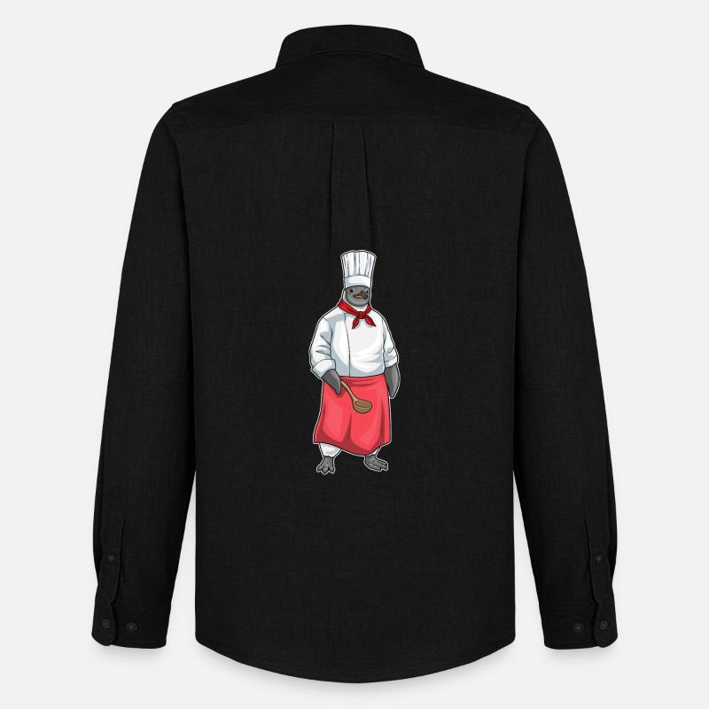 Pinguin Koch Kochmütze Kochen - Männer Oxford Hemd von Stanley/Stella - Schwarz