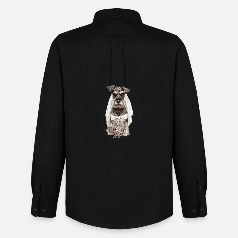 Schnauzer Braut mit Blumen - Männer Oxford Hemd von Stanley/Stella - Schwarz