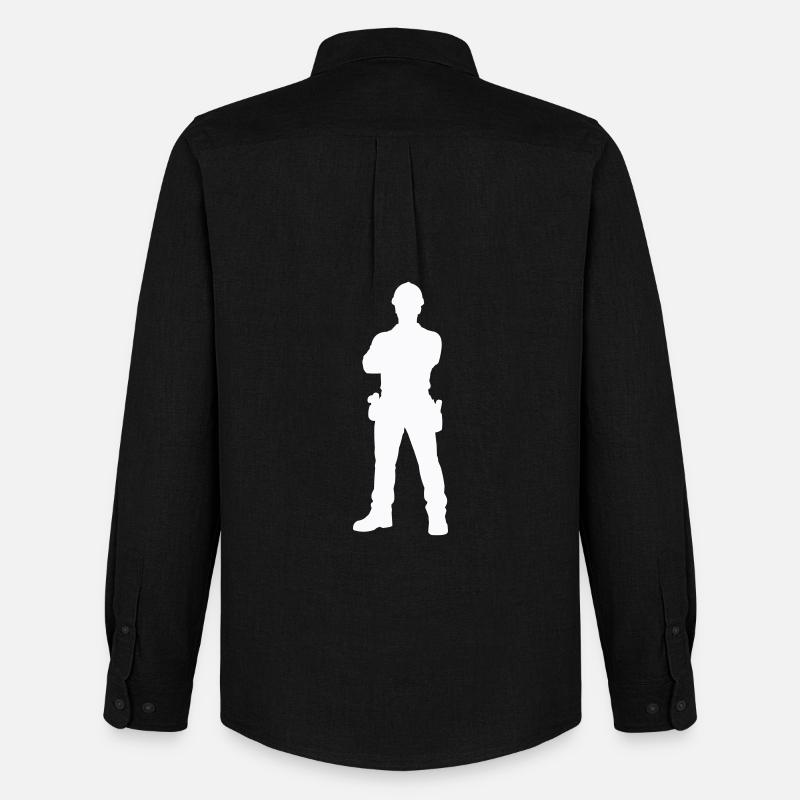 Bauarbeiter Bau Silhouette - Männer Oxford Hemd von Stanley/Stella - Schwarz