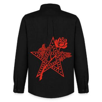 La rose rouge et l'étoile - Chemise Oxford homme Stanley/Stella - noir - Dos - AI Model Male 185 dark (185cm)