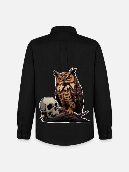 Mystic Owl Sitting on a Skull - Men's Oxford Shirt by Stanley/Stella - black