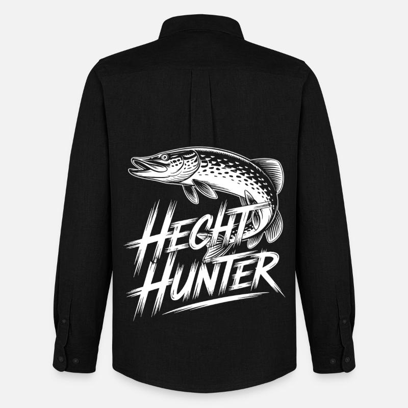 Raubfisch Hecht - Männer Oxford Hemd von Stanley/Stella - Schwarz