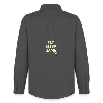 Eat Sleep Game Controller - Männer Oxford Hemd von Stanley/Stella - Anthrazit - Hinten - AI Model Male 185 dark (185cm)