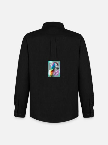 Regenbogeneinhorn - Männer Oxford Hemd von Stanley/Stella - Schwarz