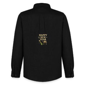Happy New Year Festdesign - Männer Oxford Hemd von Stanley/Stella - Schwarz - Hinten - AI Model Male 185 dark (185cm)