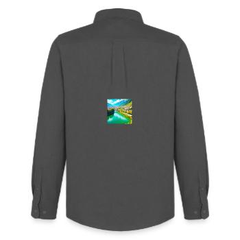 Emerald Valley and Alpine Village - Men's Oxford Shirt by Stanley/Stella - anthracite - Back - AI Model Male 185 dark (185cm)