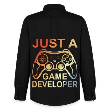 Game Developer - Men's Oxford Shirt by Stanley/Stella - black - Back - AI Model Male 185 dark (185cm)