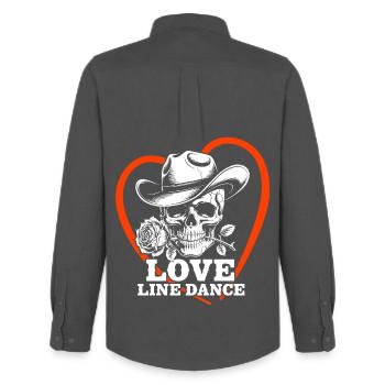 Love Line Dance Skull - Männer Oxford Hemd von Stanley/Stella - Anthrazit - Hinten - AI Model Male 185 dark (185cm)