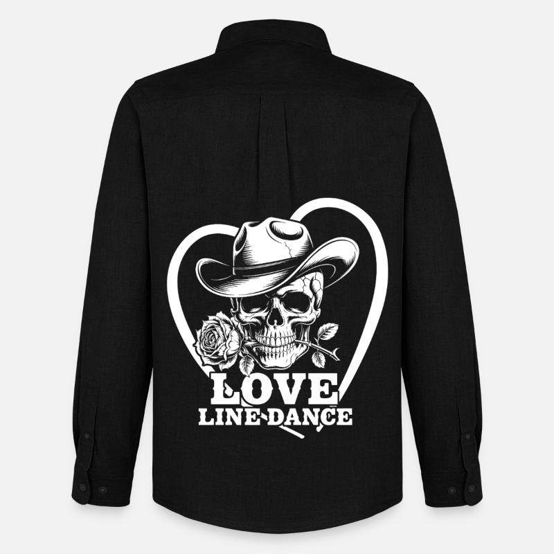 Schädel Liebe Line Dance - Männer Oxford Hemd von Stanley/Stella - Schwarz