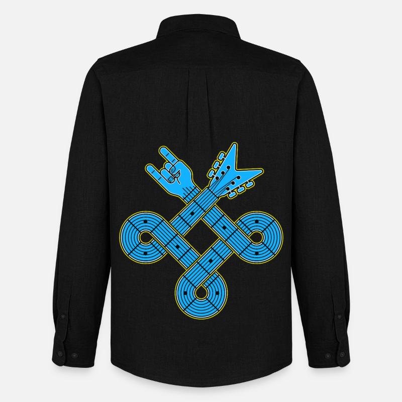 Neonblauer Gitarrenknoten-Emblem - Männer Oxford Hemd von Stanley/Stella - Schwarz