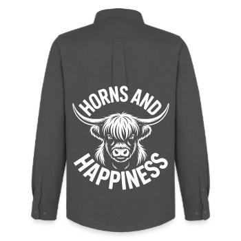 Highland Cow / Highland Beef – I Love Highlands - Men's Oxford Shirt by Stanley/Stella - anthracite - Back - AI Model Male 185 dark (185cm)