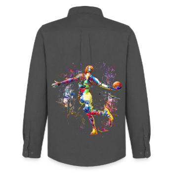 Basketballer - Basketball - SlamDunk - Männer Oxford Hemd von Stanley/Stella - Anthrazit - Hinten - AI Model Male 185 dark (185cm)