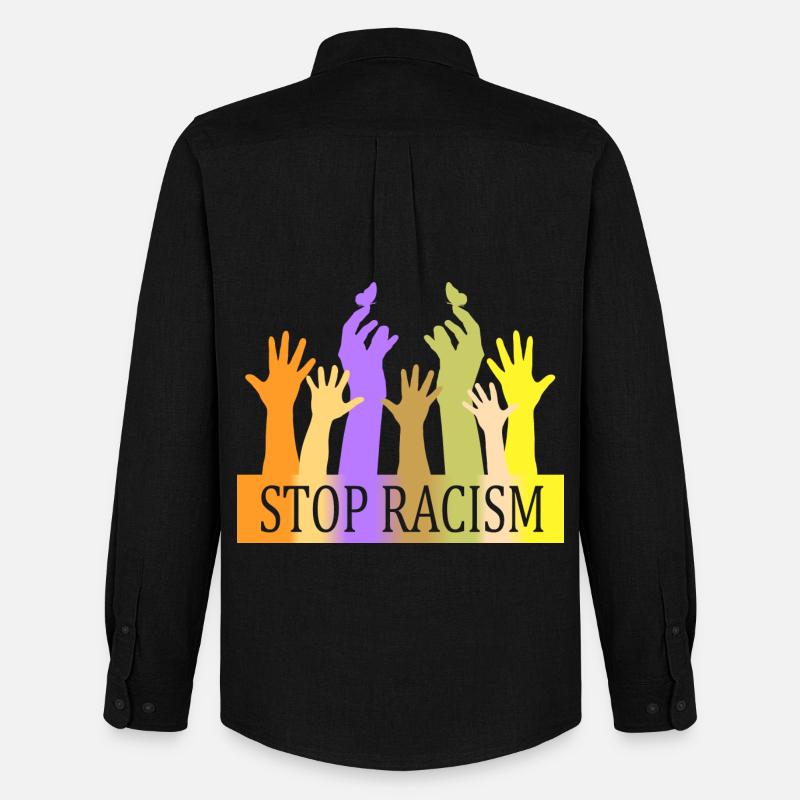 Stop Rassismus - Männer Oxford Hemd von Stanley/Stella - Schwarz