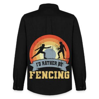 I'd Rather Be Fencing - Männer Oxford Hemd von Stanley/Stella - Schwarz - Hinten - AI Model Male 185 dark (185cm)
