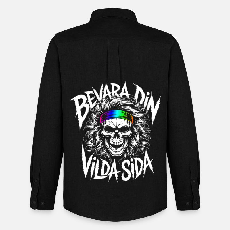 Wild Side Skull - Männer Oxford Hemd von Stanley/Stella - Schwarz
