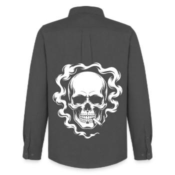 Conception du crâne fumant - Chemise Oxford homme Stanley/Stella - charbon - Dos - AI Model Male 185 dark (185cm)