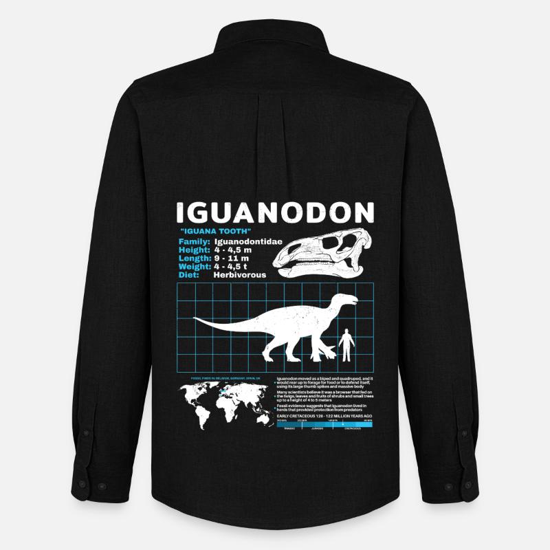 Iguanodon Fact Sheet - Männer Oxford Hemd von Stanley/Stella - Schwarz