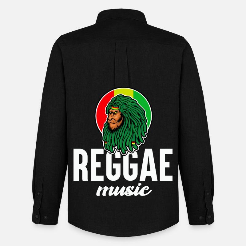 Reggae-Löwe in Rasta-Farben - Männer Oxford Hemd von Stanley/Stella - Schwarz