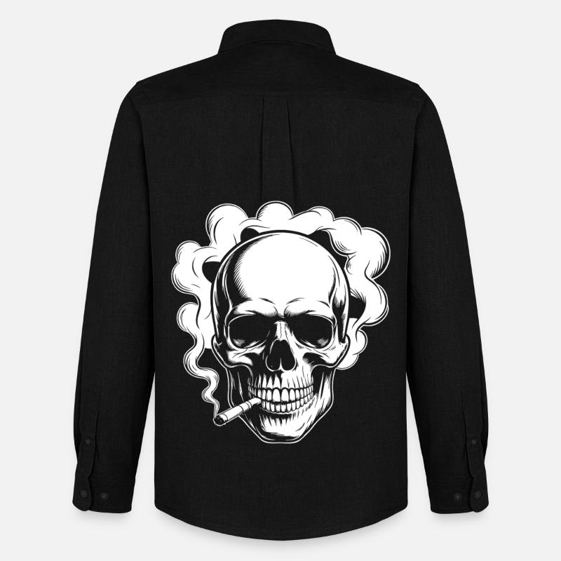 Smoking Skull Design - Männer Oxford Hemd von Stanley/Stella - Schwarz