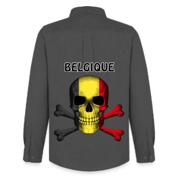 Skull Jolly Roger Pirate Flag Belgique R6Z - Männer Oxford Hemd von Stanley/Stella - Anthrazit - Hinten - AI Model Male 185 dark (185cm)