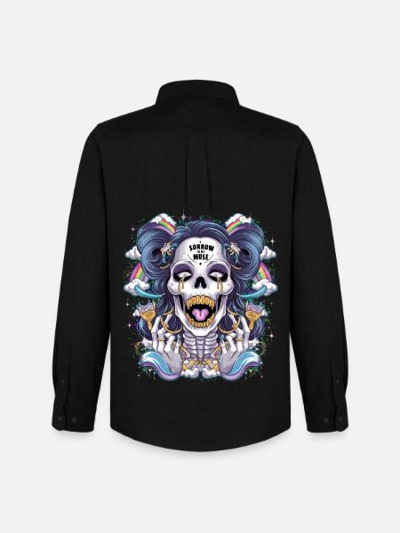 Glittering skeleton skull with rainbow - Men's Oxford Shirt by Stanley/Stella - black