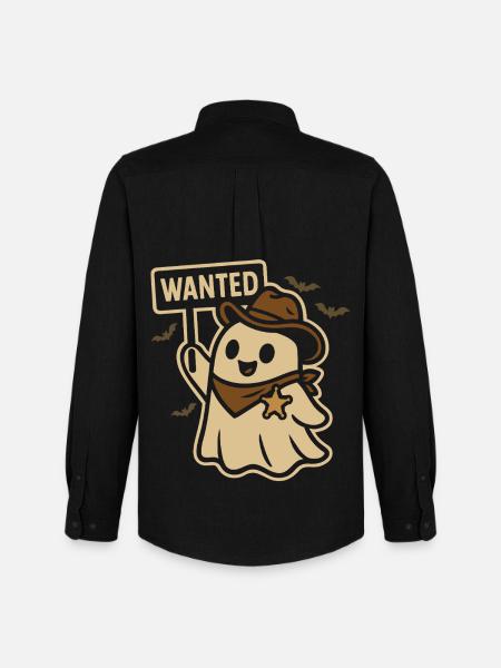 Halloween Ghost Cowboy Wanted Design - Men's Oxford Shirt by Stanley/Stella - black